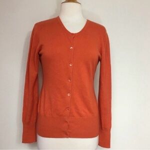 Ambiente Germany Womens Orange Cashmere Cotton Button Cardigan Size Large Preppy